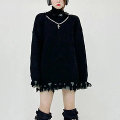 'Obscura' oversize ripped knitted sweater