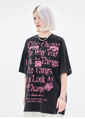 'Off Rules' Black Pink Graffiti Shirts