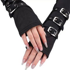 'Off Trail' Goth Grunge Buckle Gloves