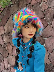 'Palette ' Furry Pride Pastel Rainbow Fluffy Hat