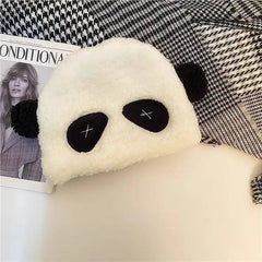 'Panda' Kawaii Black and White Fluffy Hat