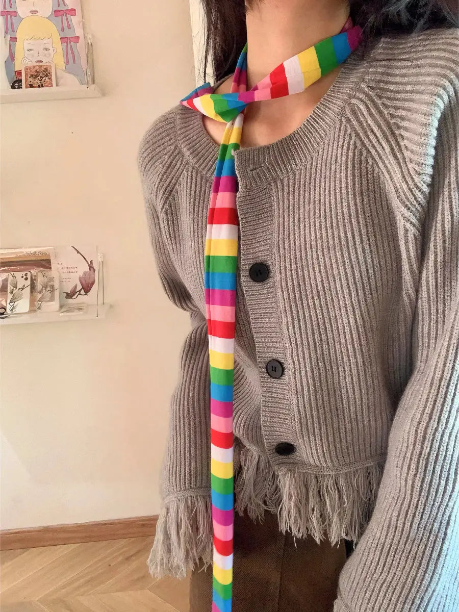 'Pastel Shades' Y2K Harajuku Stripe Scarf