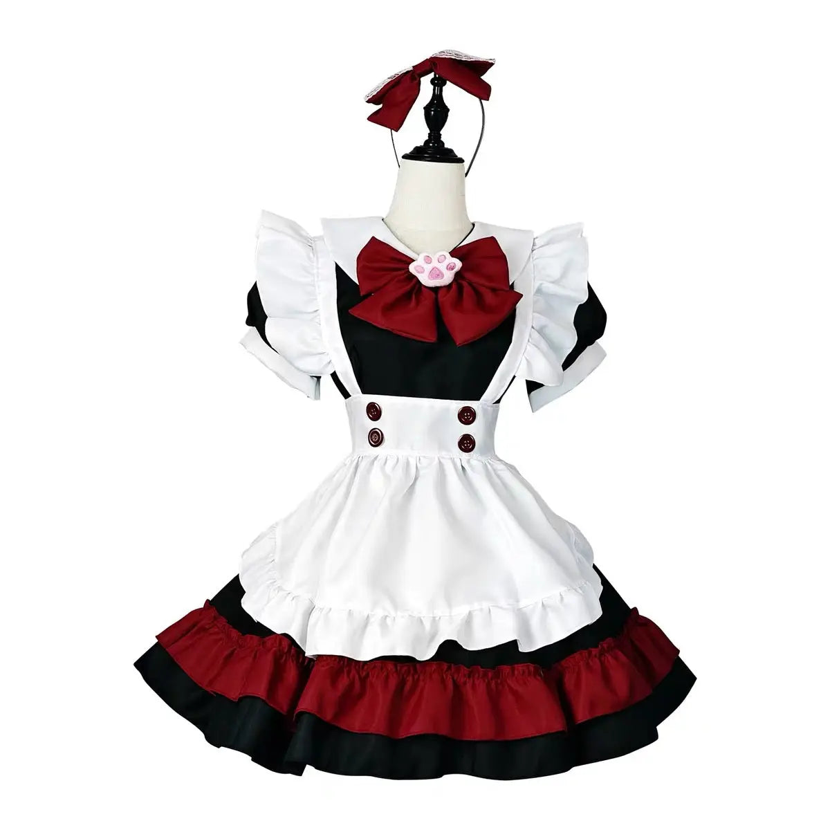 'Pawcess' Kawaii Goth Red Bow-tie Maid Dress