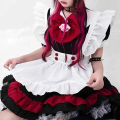 'Pawcess' Kawaii Goth Red Bow-tie Maid Dress