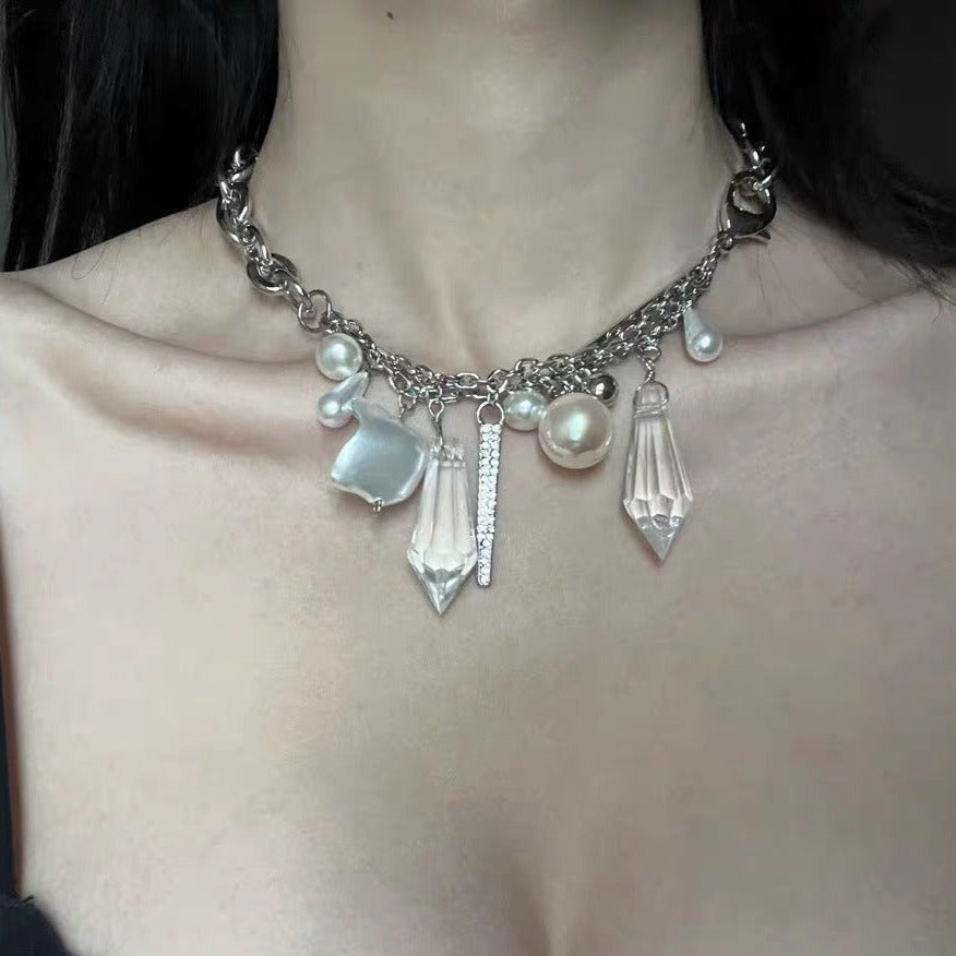 'Pendulum' Crystal & Stone Wasteland Punk Necklace