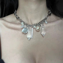 'Pendulum' Crystal & Stone Wasteland Punk Necklace