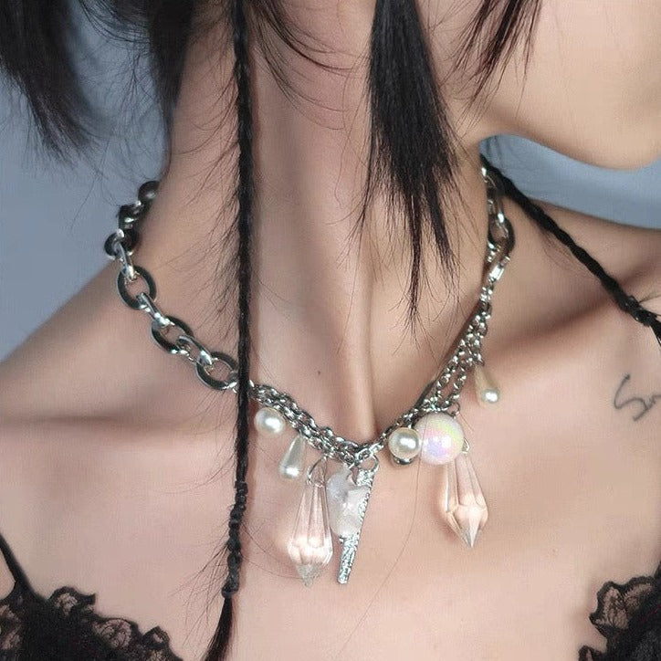 'Pendulum' Crystal & Stone Wasteland Punk Necklace