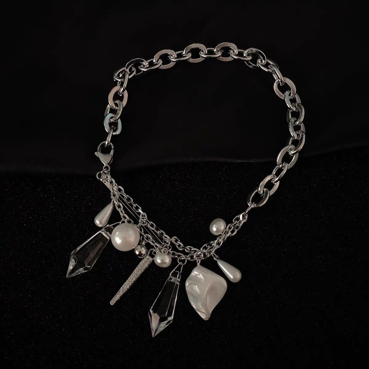 'Pendulum' Crystal & Stone Wasteland Punk Necklace