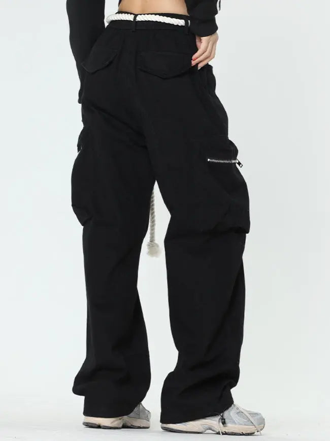 'Pink Wall'  Rope Belt Oversized Cargo Pants