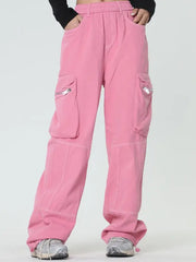 'Pink Wall'  Rope Belt Oversized Cargo Pants