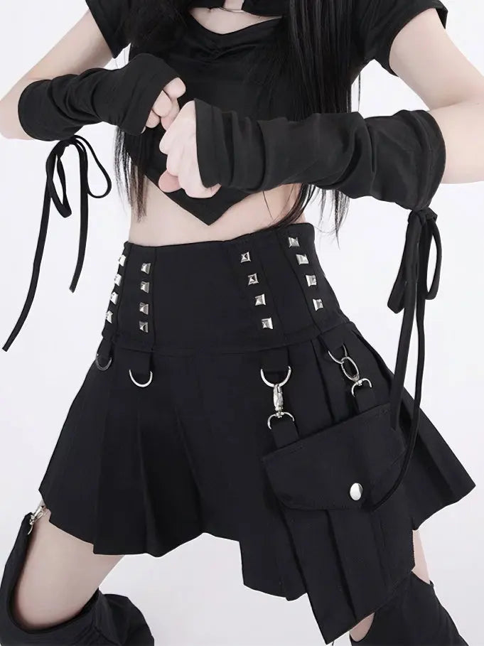 'Pistols' Tech-wear Rivet Detachable Skirt Pants