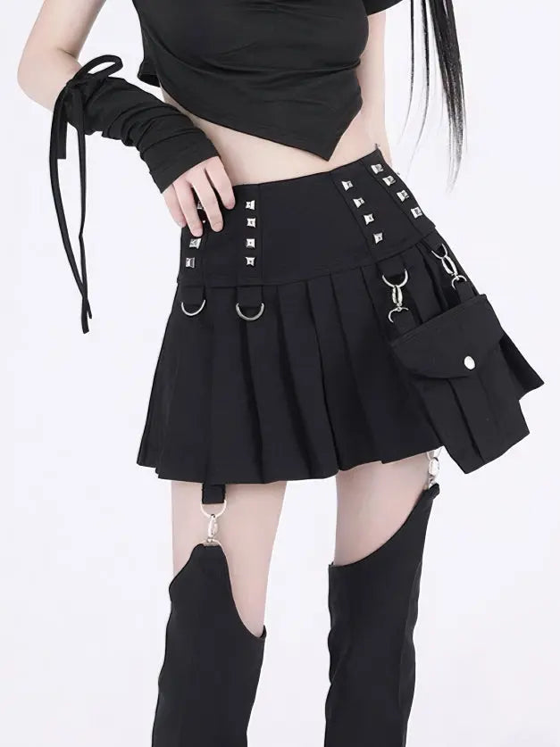 'Pistols' Tech-wear Rivet Detachable Skirt Pants