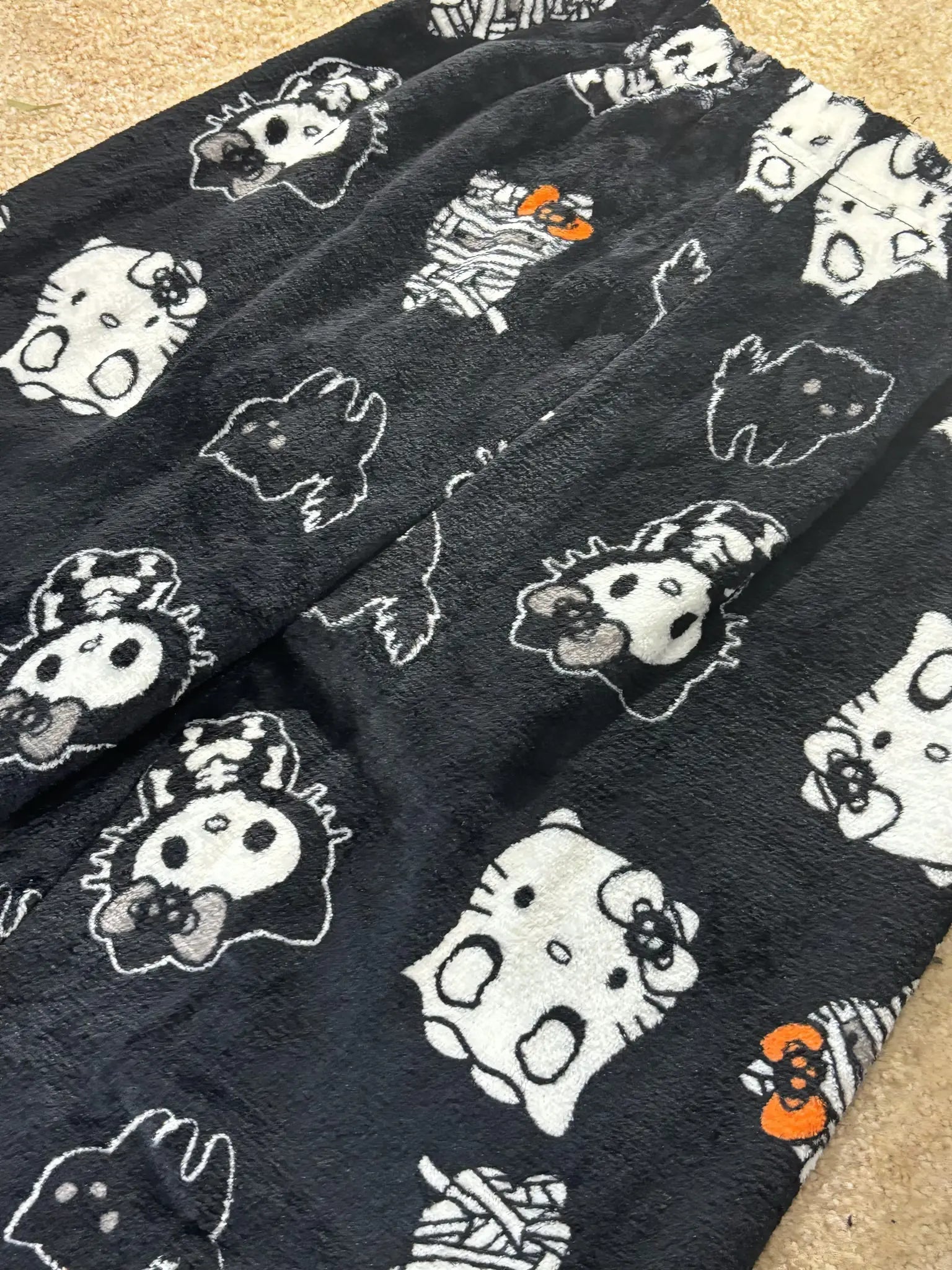 'Pjm Party' Kawaii Halloween Ghost Kitten Fleeced Pants