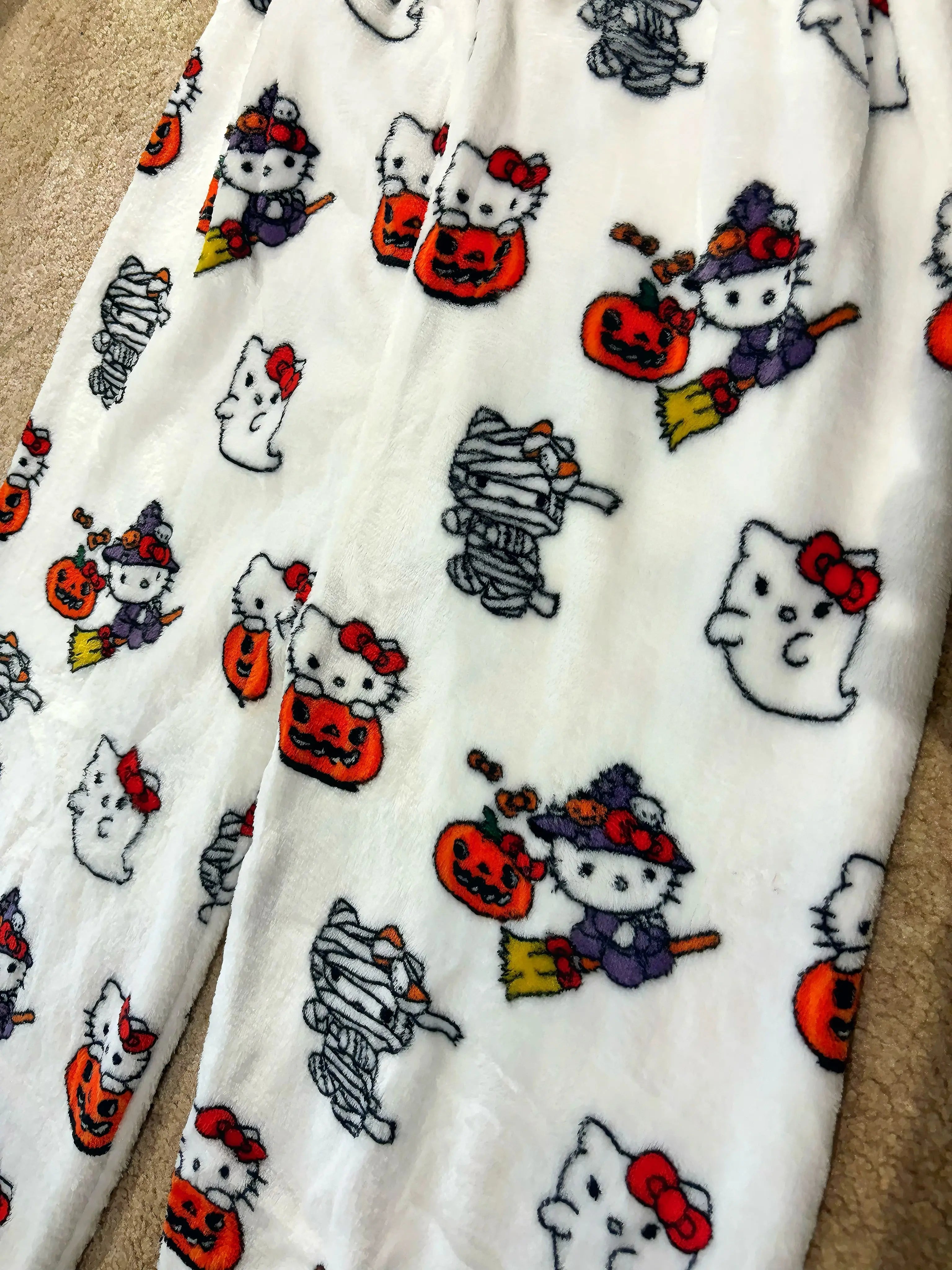 'Pjm Party' Kawaii Halloween Ghost Kitten Fleeced Pants