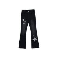 'Platinum' Star Sequins Grunge Style Pants