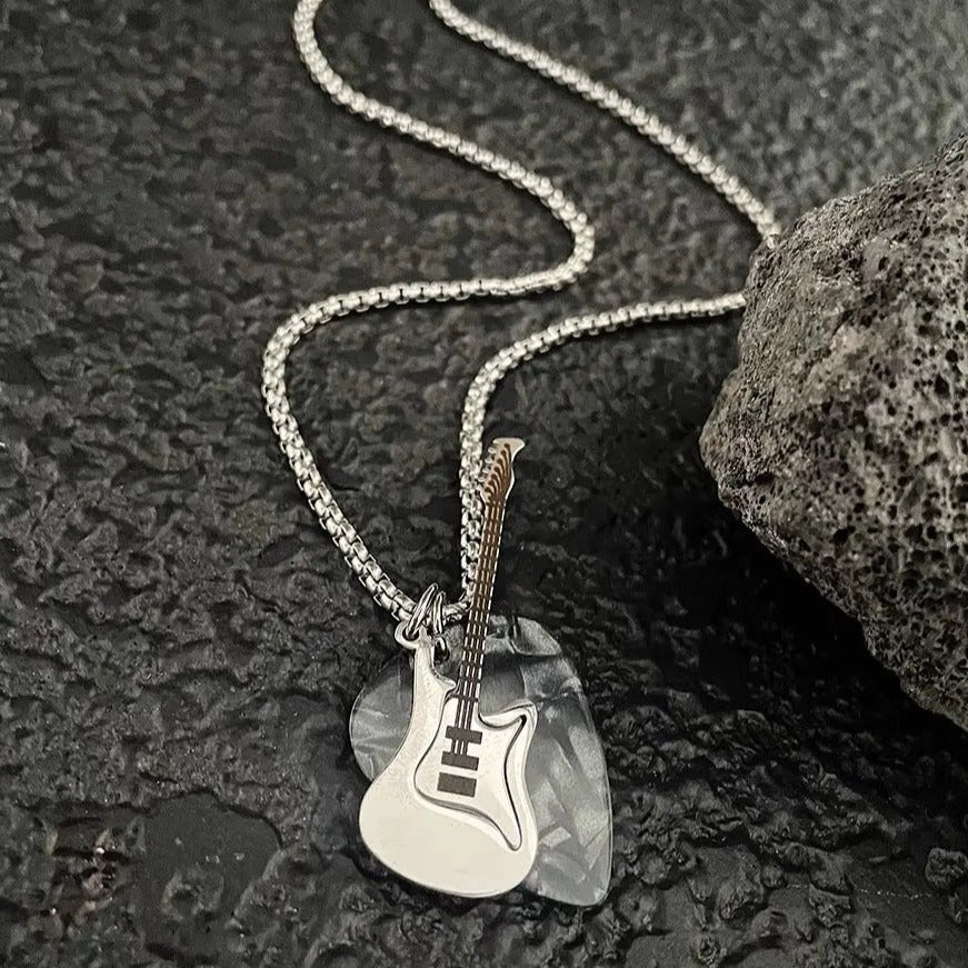 'Play It' Grunge Guitar Plectrum Necklace