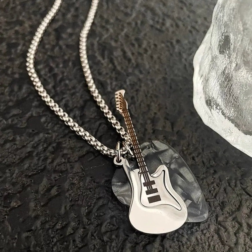 'Play It' Grunge Guitar Plectrum Necklace