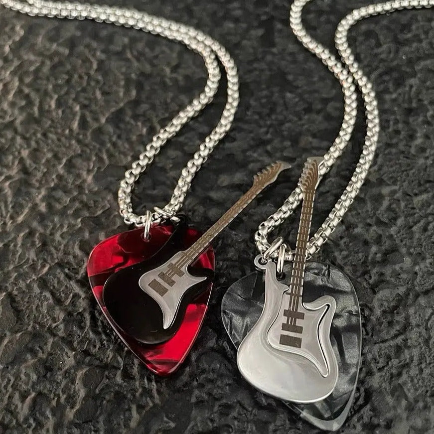 'Play It' Grunge Guitar Plectrum Necklace