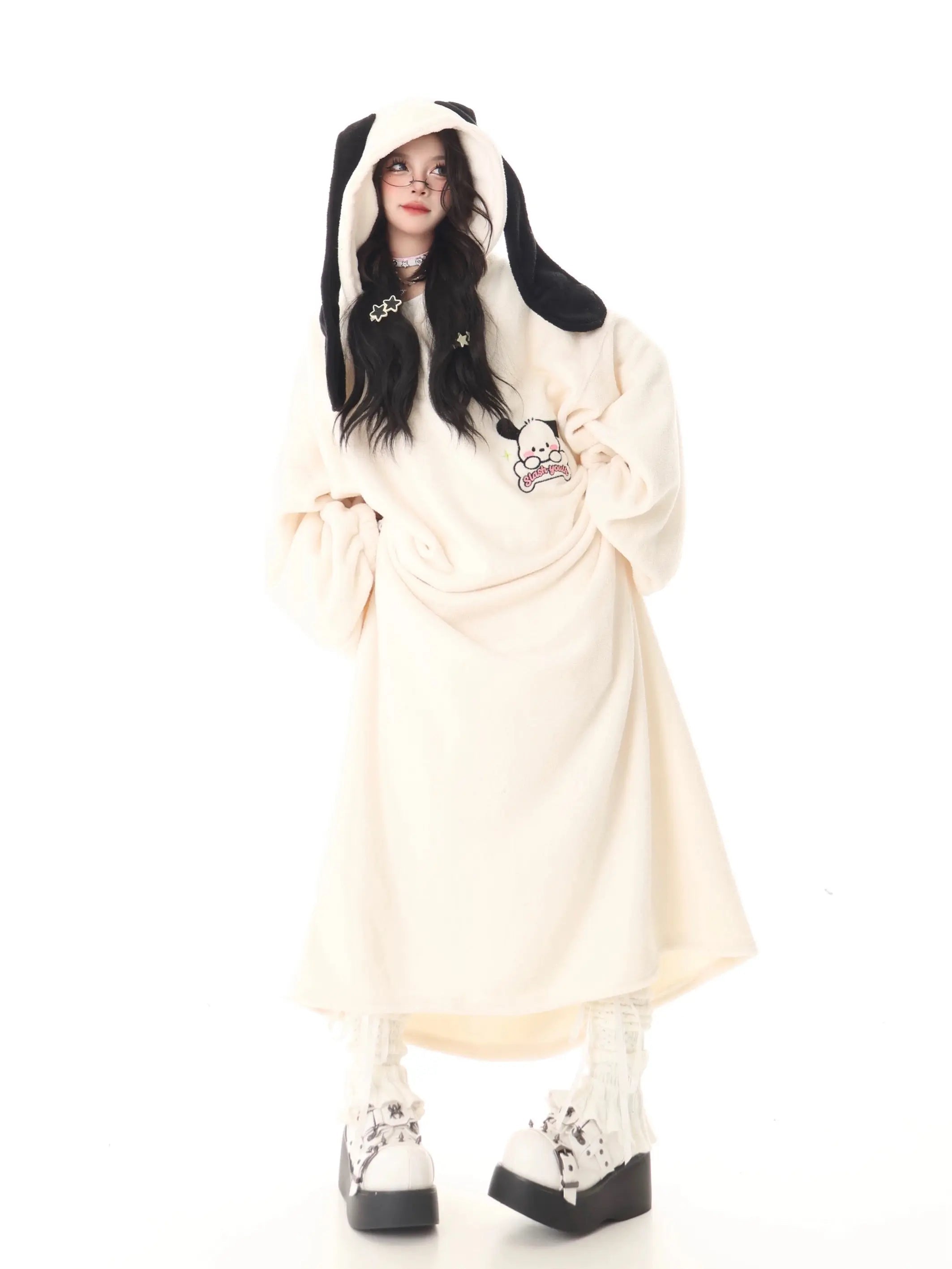 'Pochacco' Kawaii Fleeced Dog Ears Pjms Gown