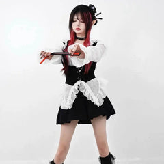 'Poetic' Goth White Ruffled Corset Shirts