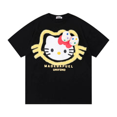 'Pop Kitty' Kawaii Streetstyle Fleeced T Shirts