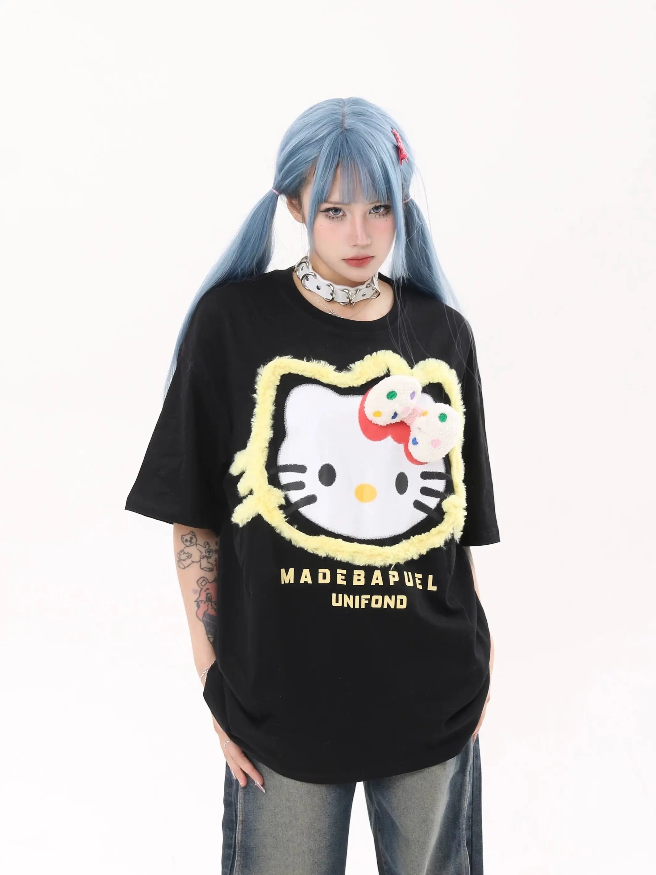 'Pop Kitty' Kawaii Streetstyle Fleeced T Shirts