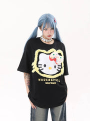 'Pop Kitty' Kawaii Streetstyle Fleeced T Shirts