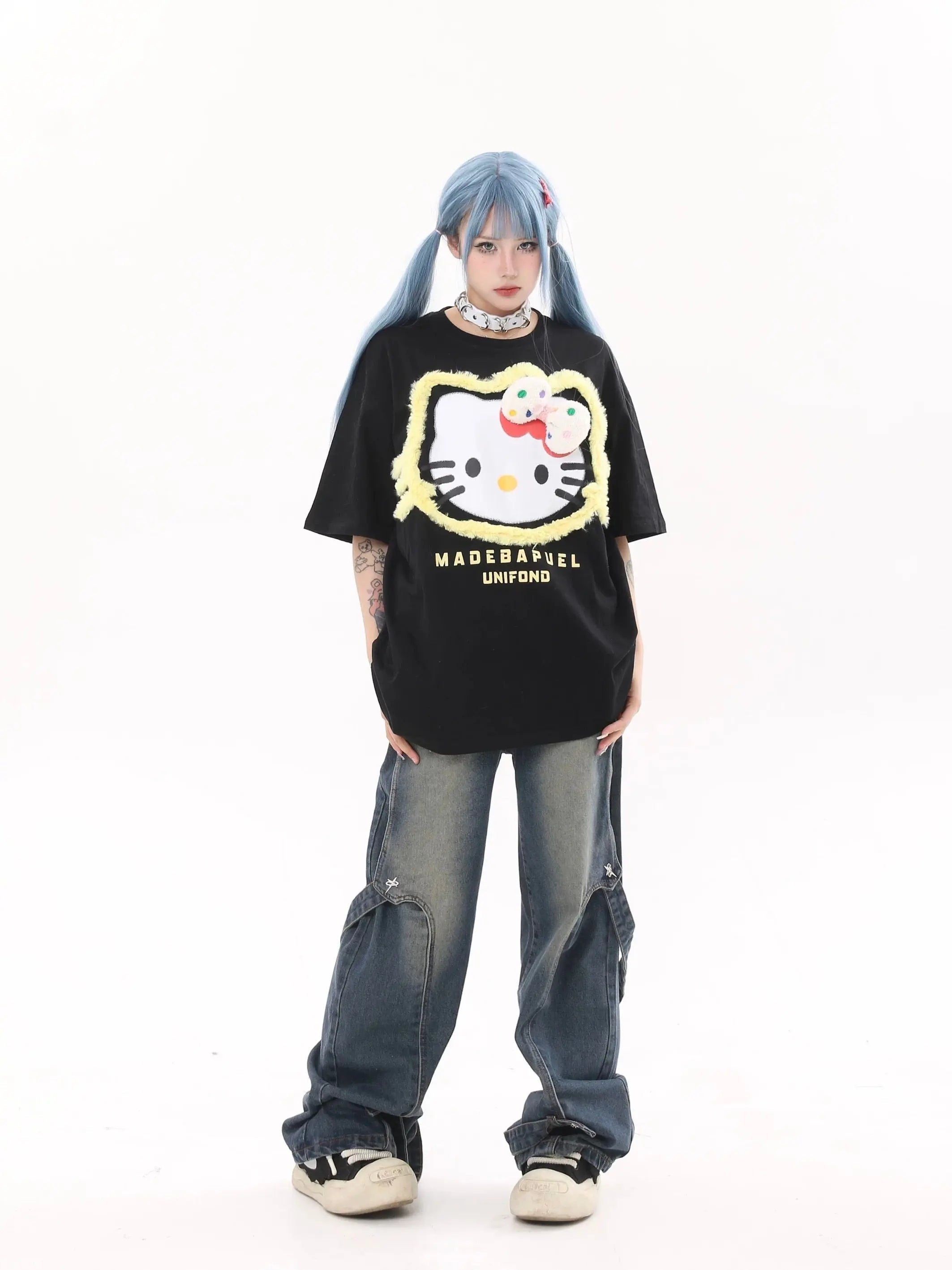 'Pop Kitty' Kawaii Streetstyle Fleeced T Shirts