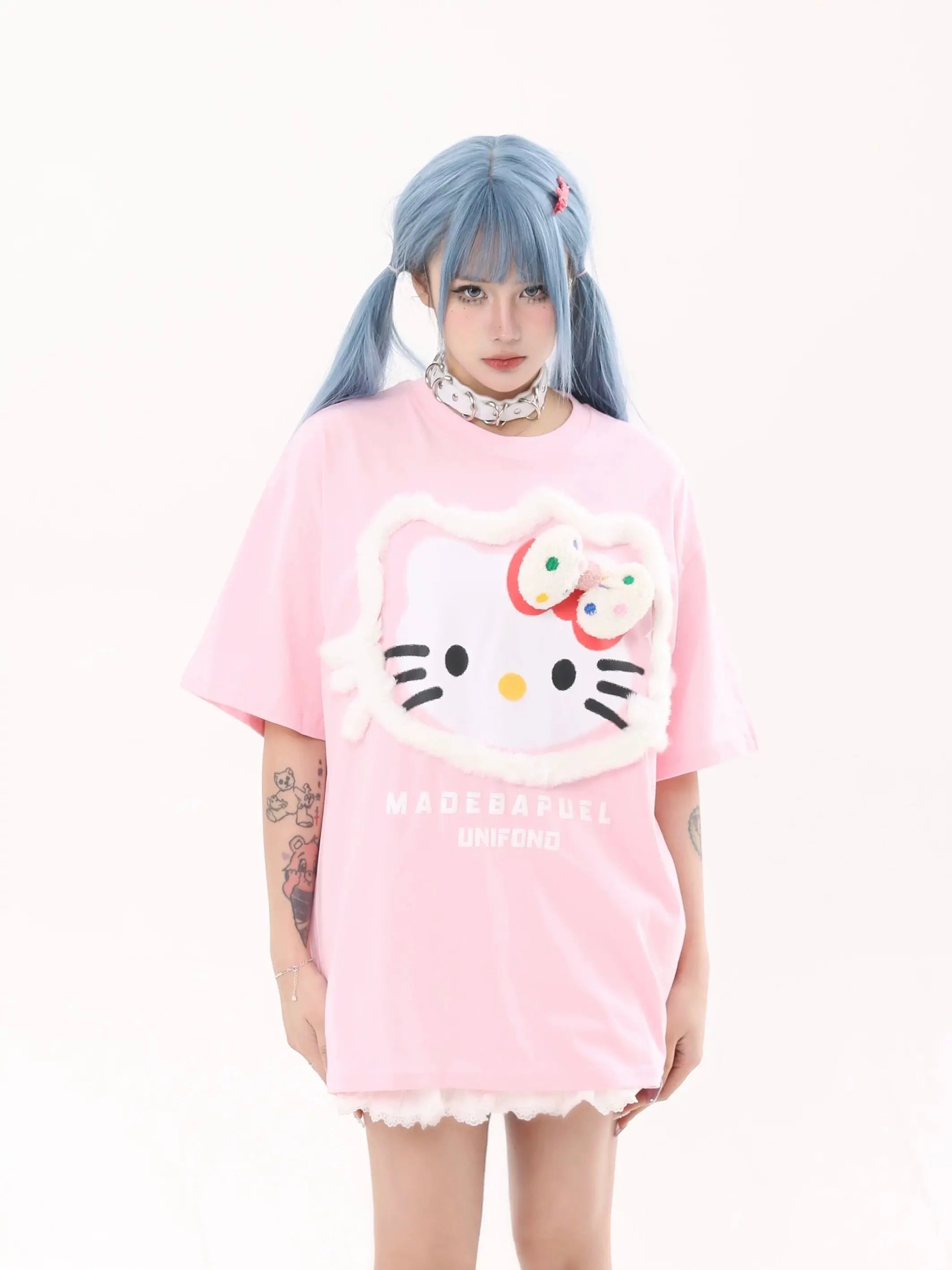 'Pop Kitty' Kawaii Streetstyle Fleeced T Shirts