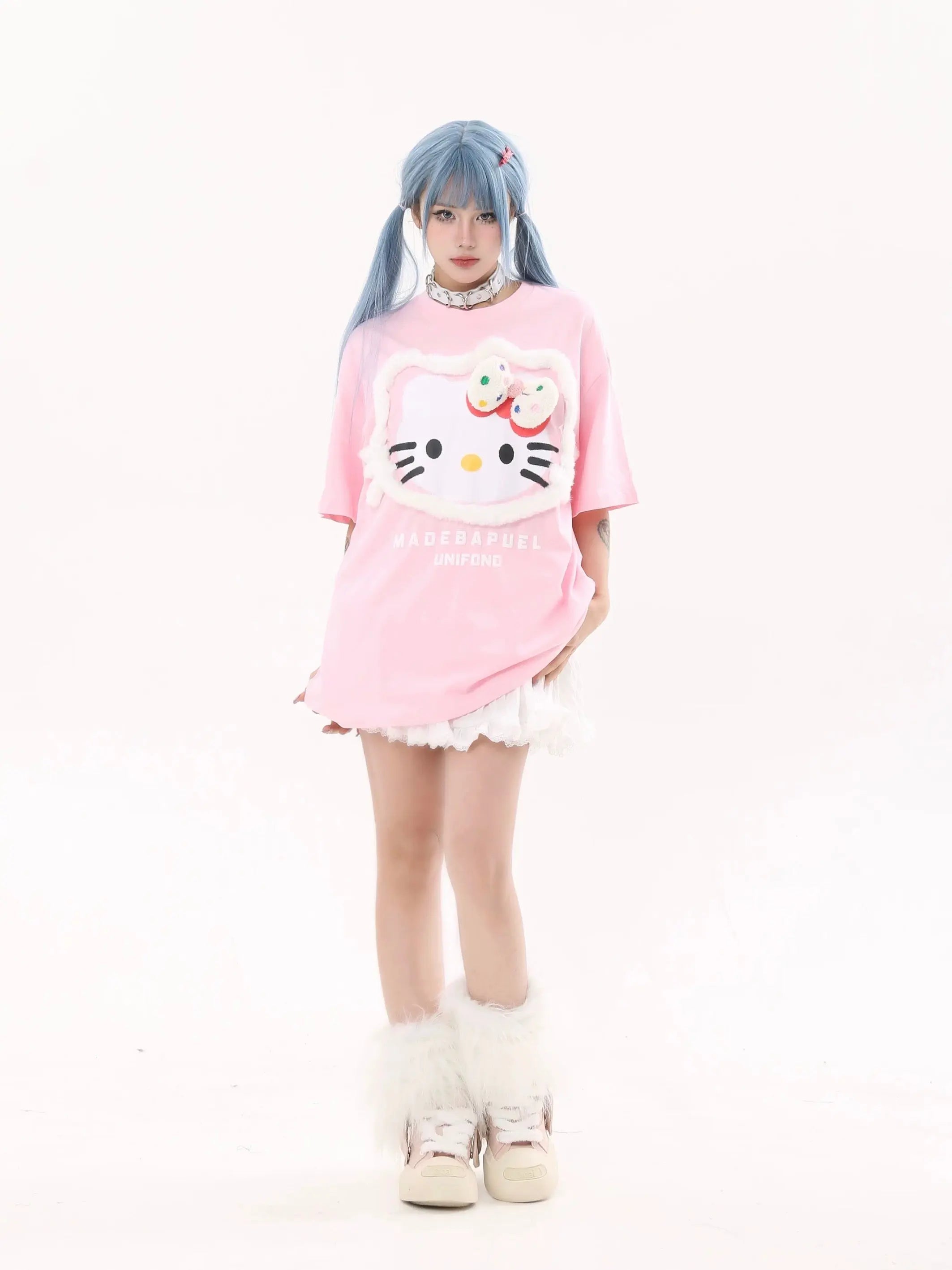 'Pop Kitty' Kawaii Streetstyle Fleeced T Shirts