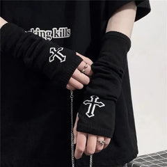 'Prayer' Cross Knitting Fingerless Gloves