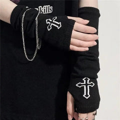 'Prayer' Cross Knitting Fingerless Gloves