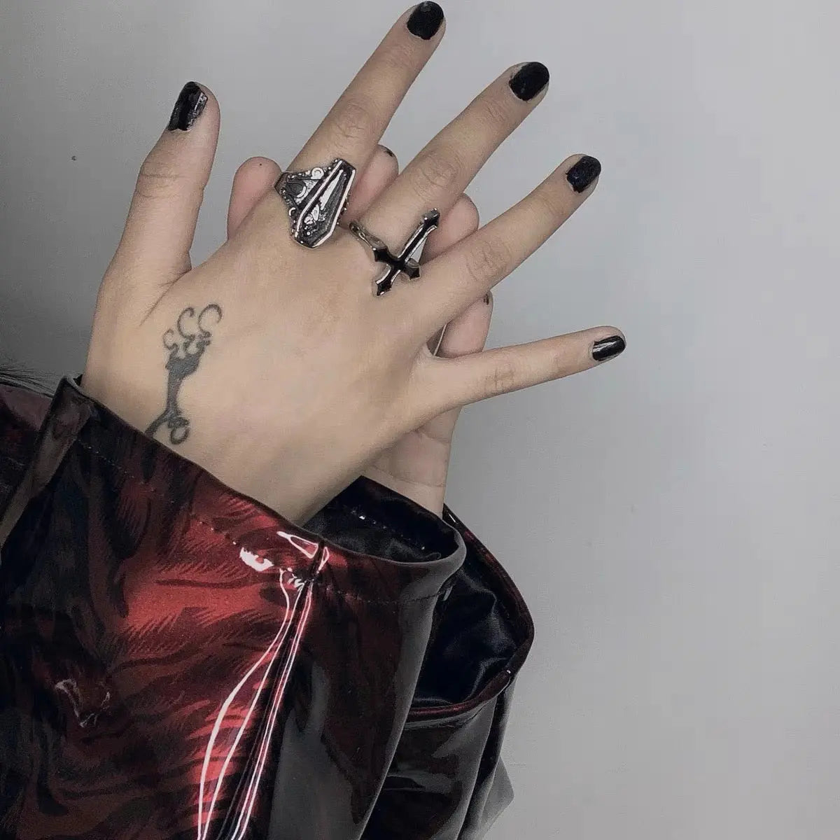 'Prayers' Dark Coffin Goth Rings