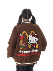 'Process Club' Kawaii Streetstyle Kitty Bomber Jacket