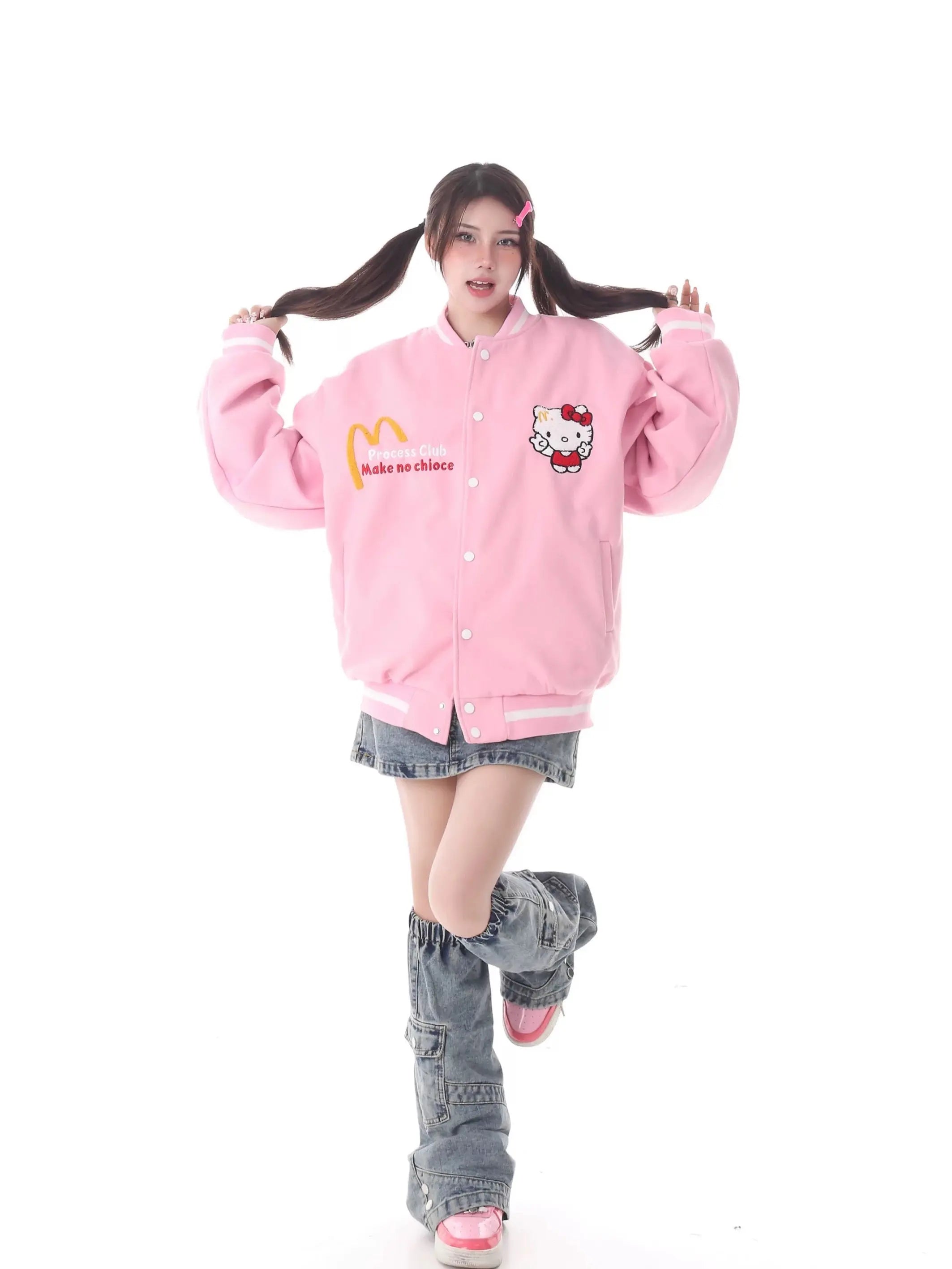 'Process Club' Kawaii Streetstyle Kitty Bomber Jacket