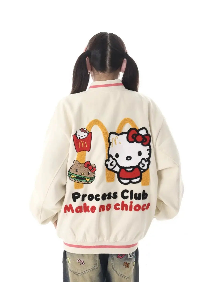 'Process Club' Kawaii Streetstyle Kitty Bomber Jacket