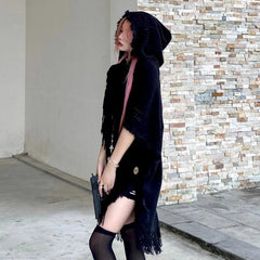 'Psychic' Tassel Grunge Hoodie Sweater Coat