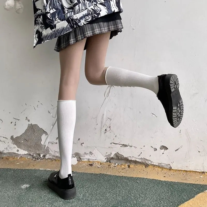 'Purely' Lolita Cross strap mid-tube socks