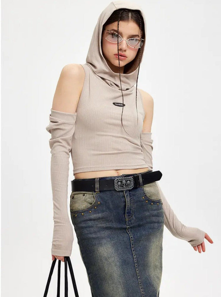 'Purified' Future Hooded Cut Out Top