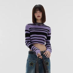 'Purple Rain' Grunge Vintage Striped Top