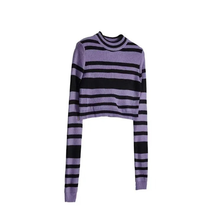 'Purple Rain' Grunge Vintage Striped Top