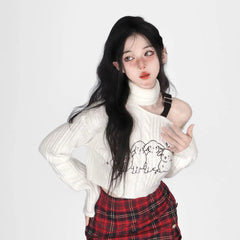 'Rabbit Trap' One-Shoulder Knitted Sweater