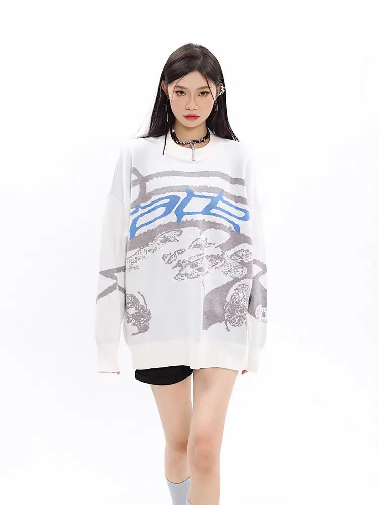 'Race' Oversized Unisex Dark Graffiti Sweater