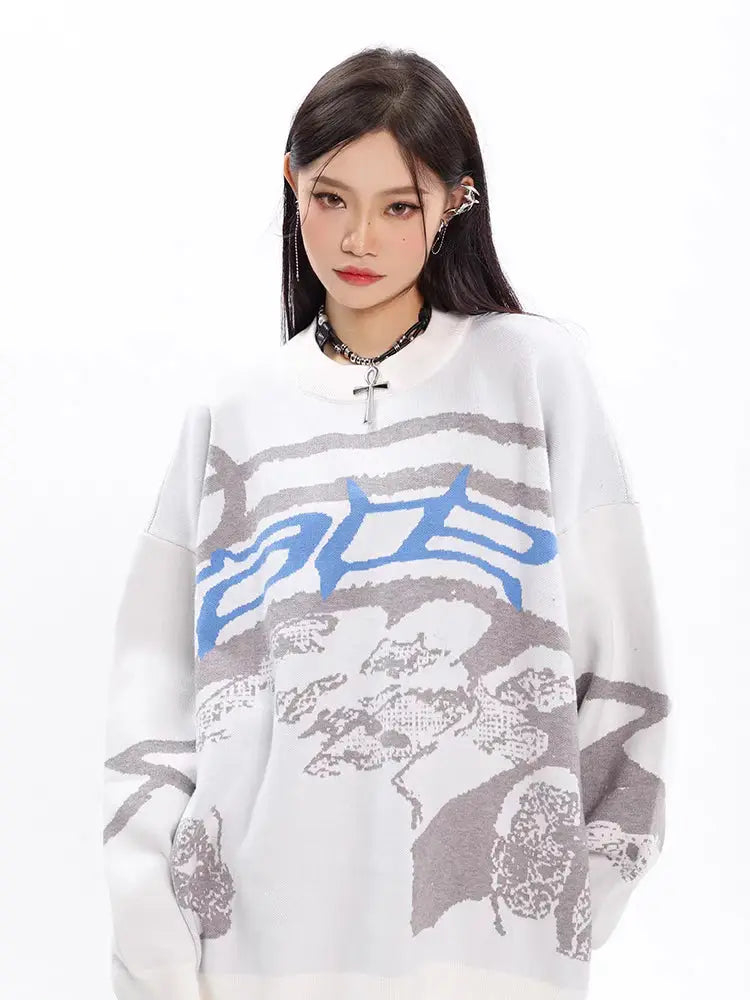 'Race' Oversized Unisex Dark Graffiti Sweater