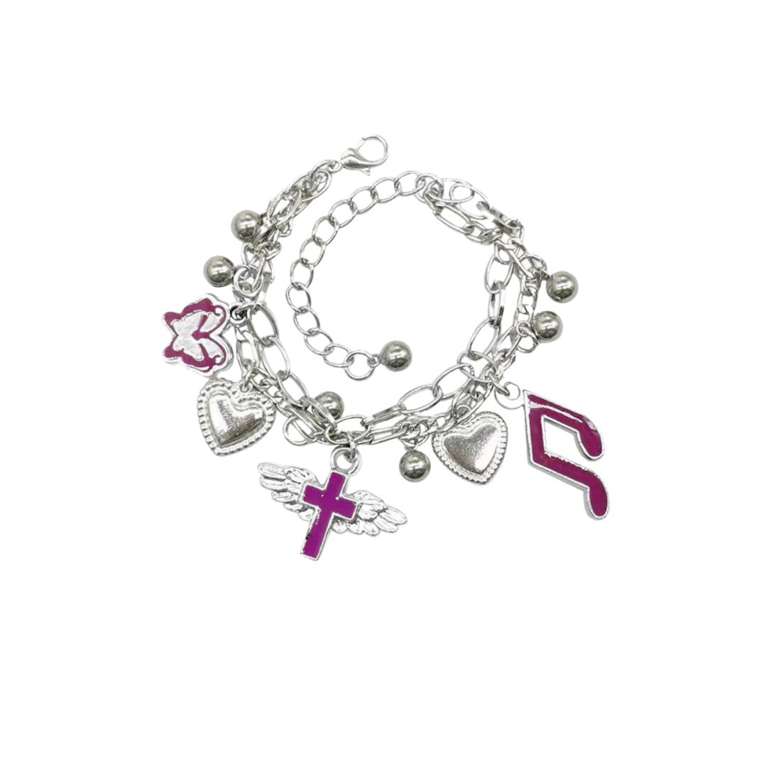 'Raspberry' Egirl Y2K Purple Pendants Bracelet