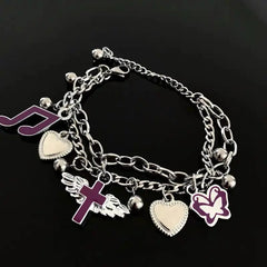 'Raspberry' Egirl Y2K Purple Pendants Bracelet