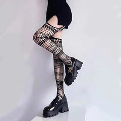 'Raven Dream' Punk Leg Suspender Tights