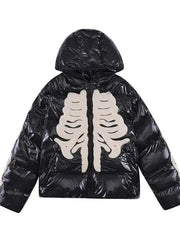 'Reborn' Dark Oversized Skeleton Hooded Puffer