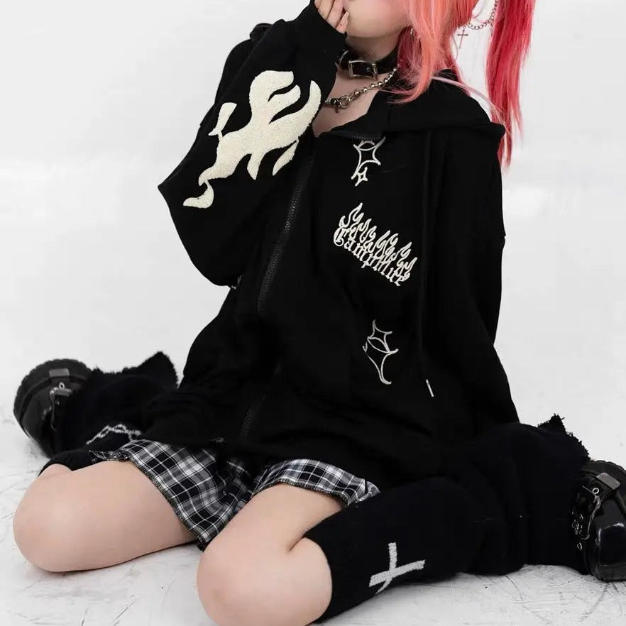 'Redemption' Cross Oversized Grunge Hoodie Coat