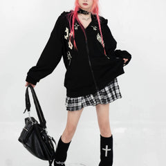 'Redemption' Cross Oversized Grunge Hoodie Coat